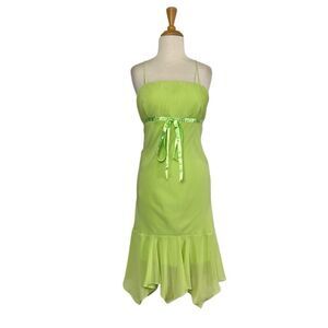 Grace L VTG XL Green Dress Gown Bridesmaid Y2K 20s Midi Fairy Pixie Cosplay
